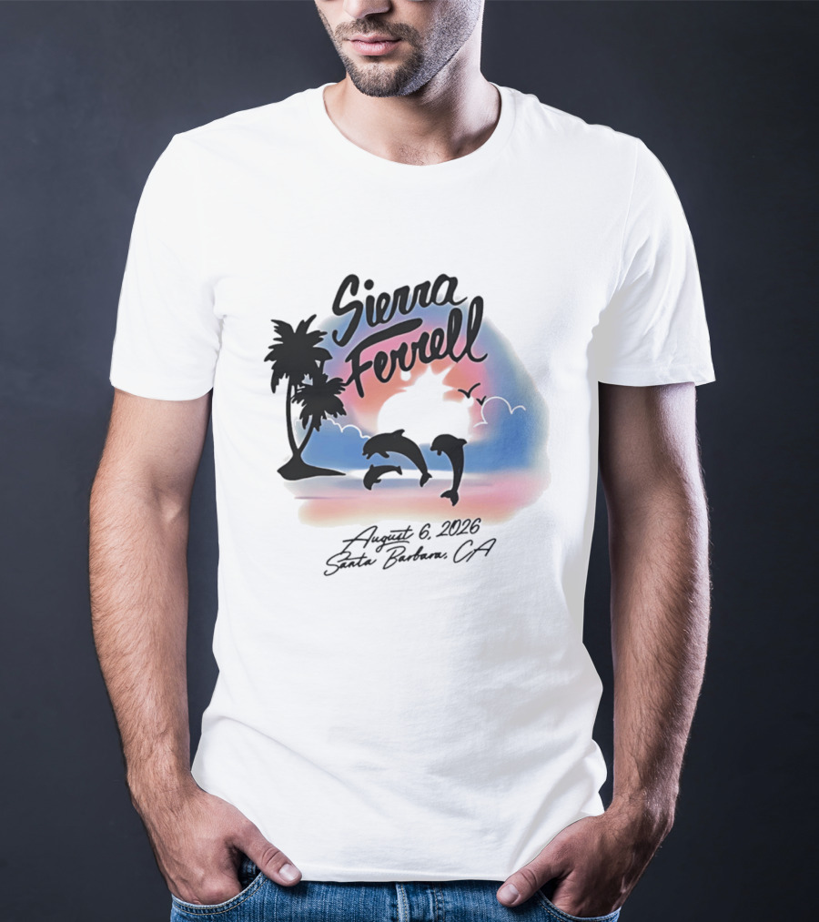 Sierra Ferrell August 6 2023 Santa Barbara CA Dolphins And Palm Trees T-Shirt