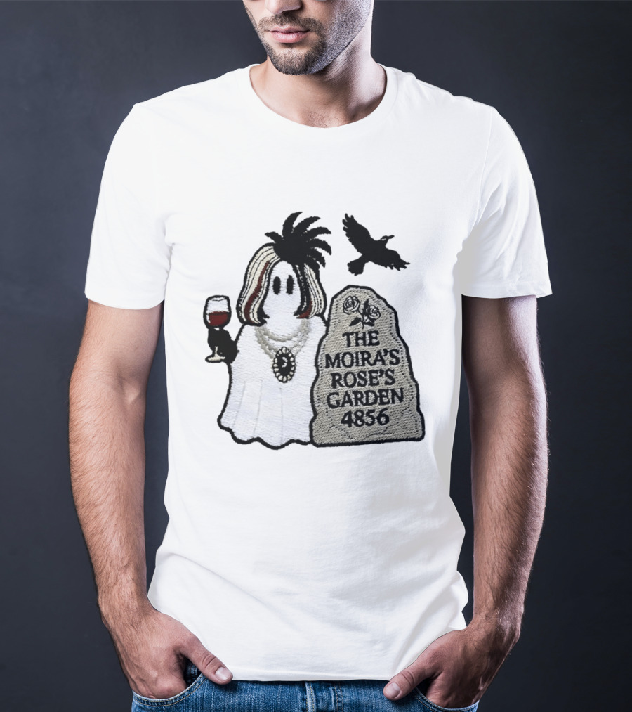 The Moira's Rose's Garden Ghost Wine Glass Tombstone Crow 4836 Wig T-Shirt
