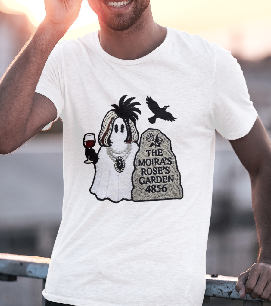 The Moira's Rose's Garden Ghost Wine Glass Tombstone Crow 4836 Wig T-Shirt