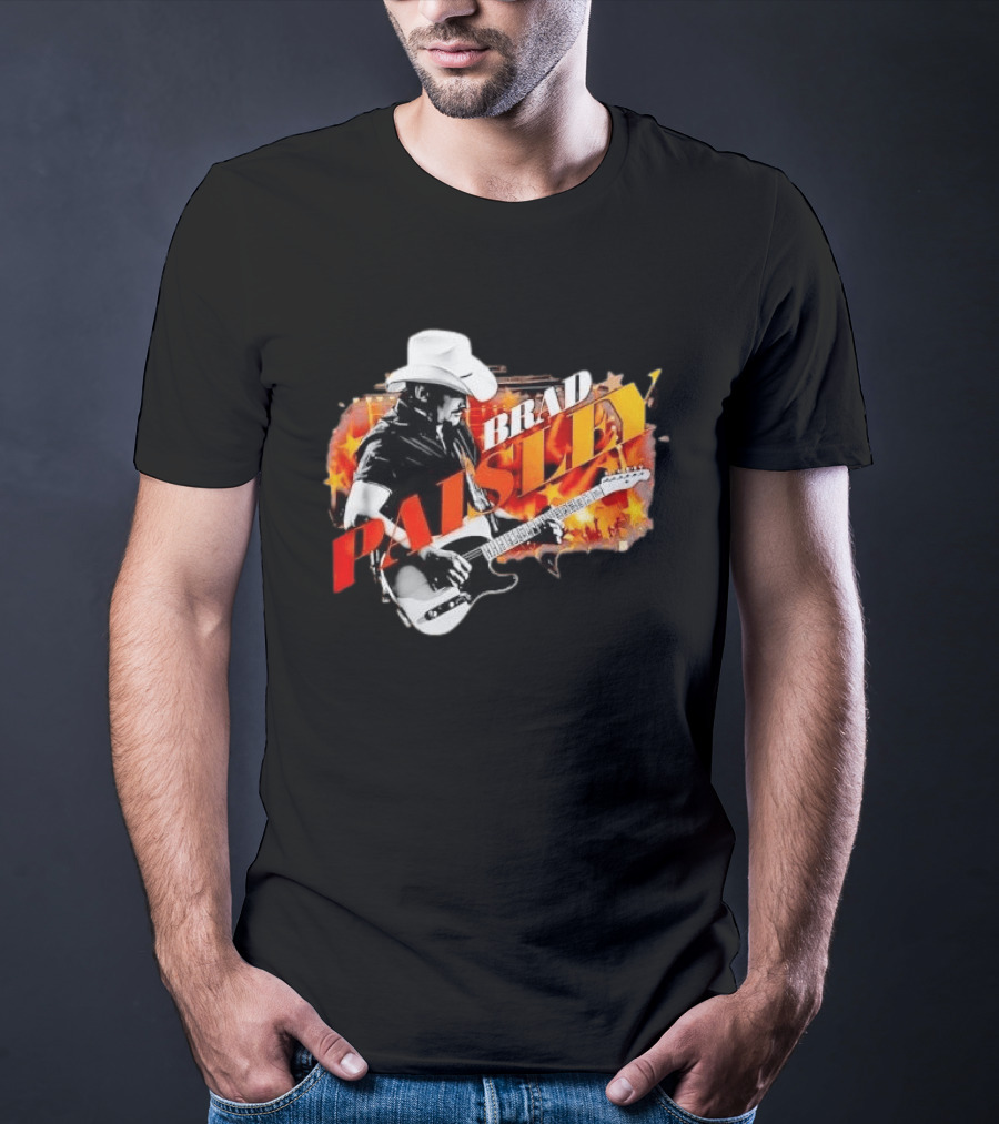 Brad Paisley Cowboy Hat Electric Guitar Musician Scene T-Shirt
