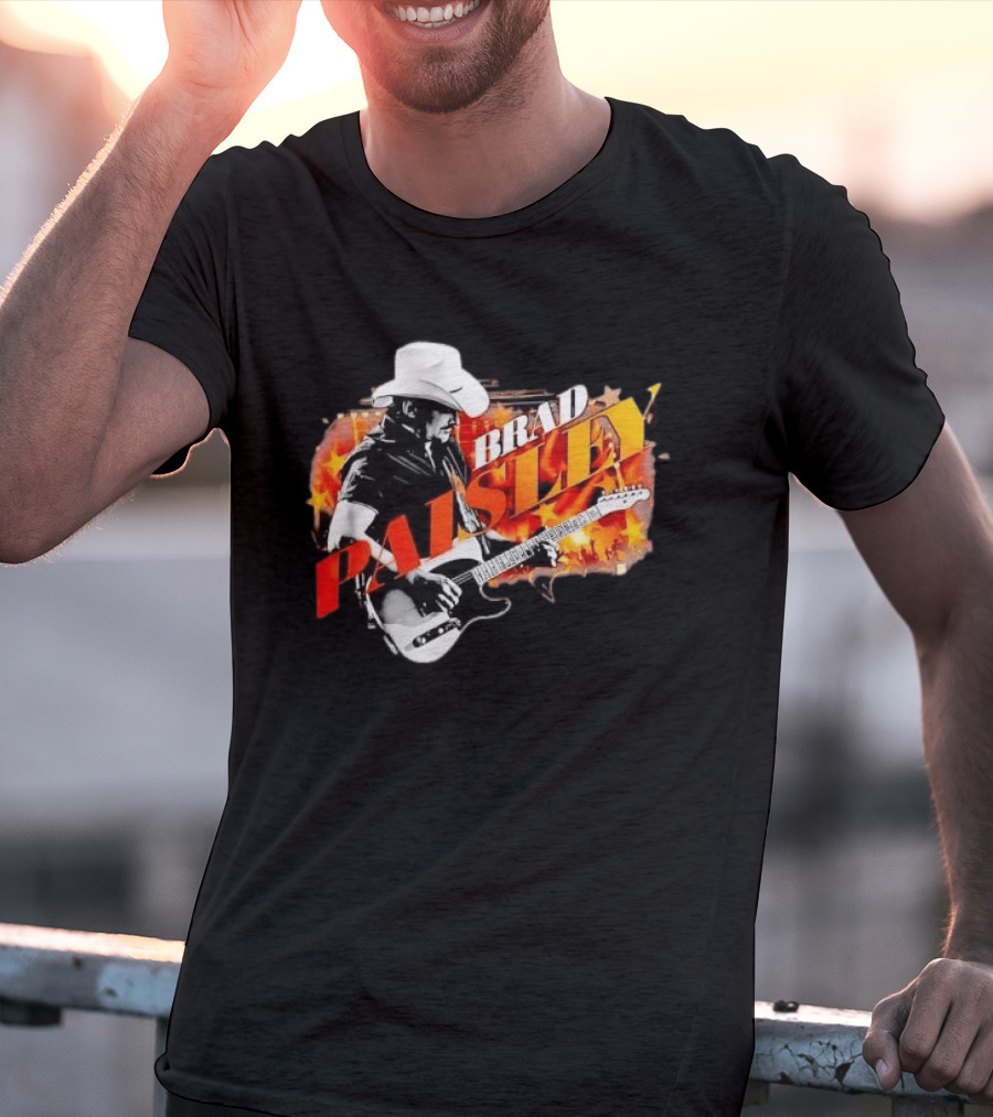Brad Paisley Cowboy Hat Electric Guitar Musician Scene T-Shirt