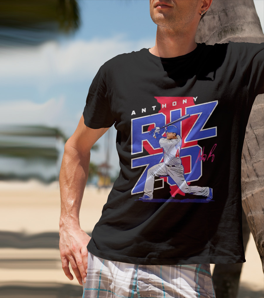 Anthony Rizzo 44 Chicago Cubs Batting Illinois Map T-Shirt