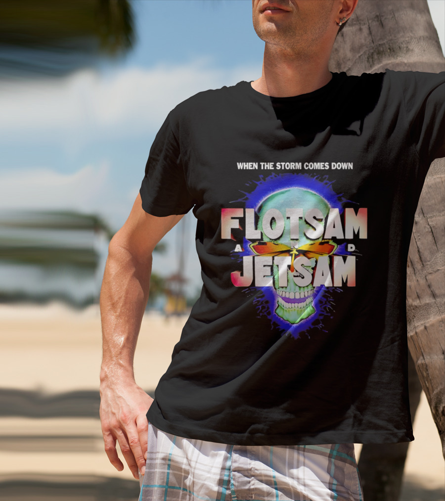 Flotsam And Jetsam When The Storm Comes Down Green Skull Blue Aura T-Shirt