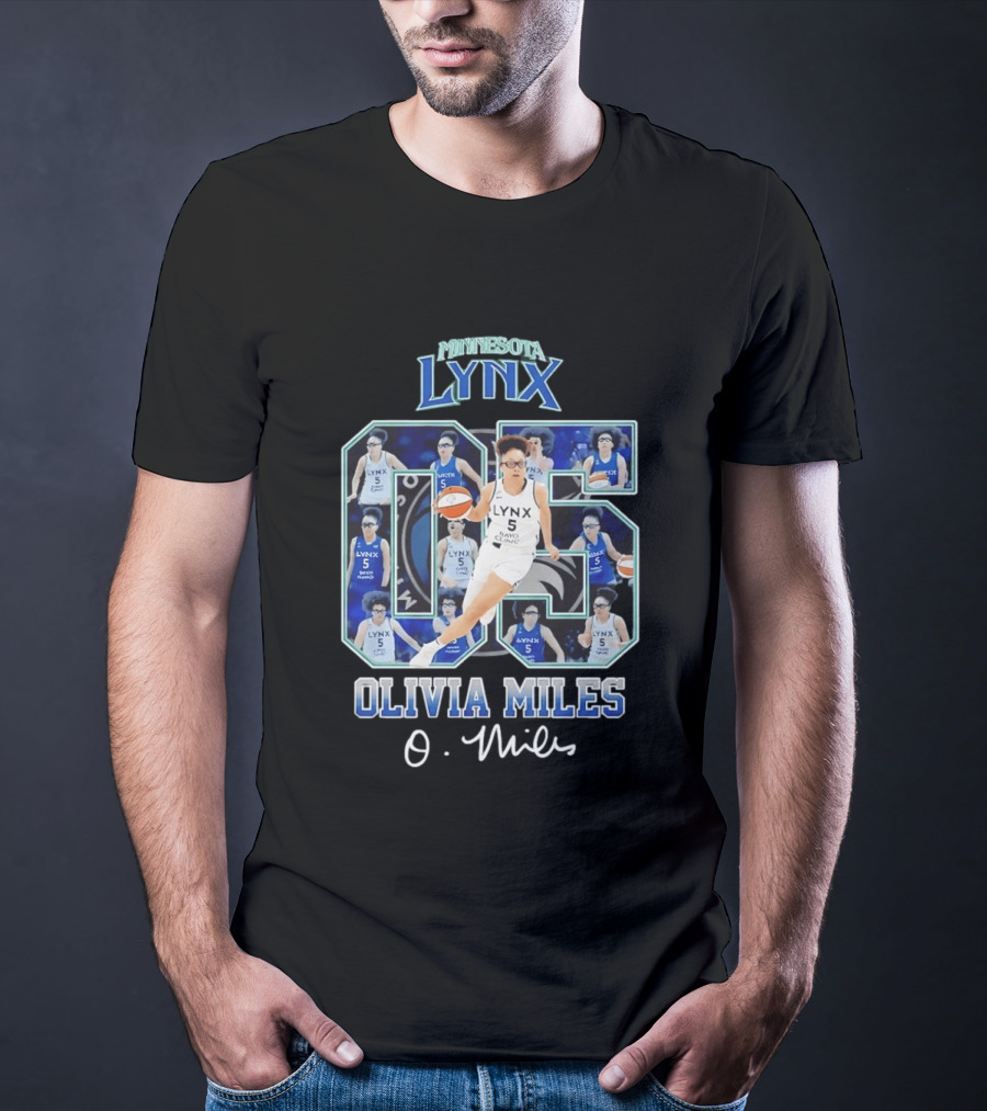 Minnesota Lynx Olivia Miles No 5 WNBA Collage T-Shirt