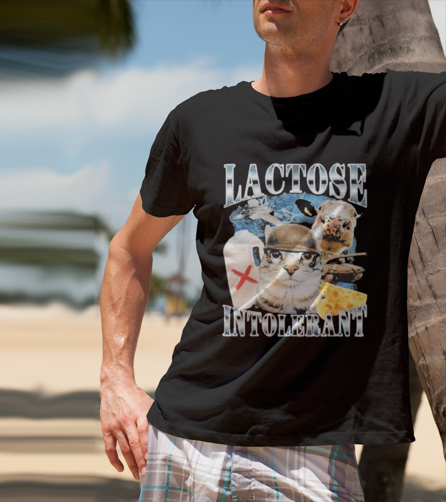 Lactose Intolerant Cat Cheese Cow Milk Jug T-Shirt
