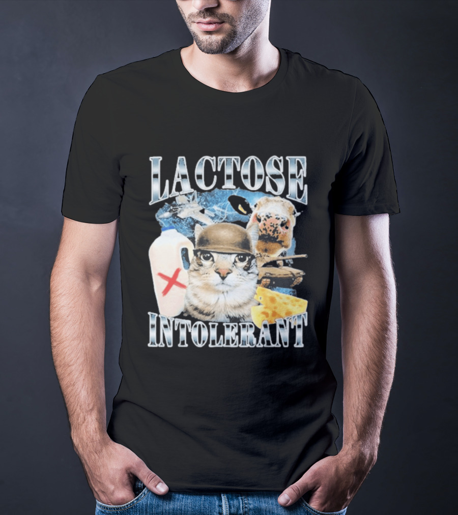 Lactose Intolerant Cat Cheese Cow Milk Jug T-Shirt