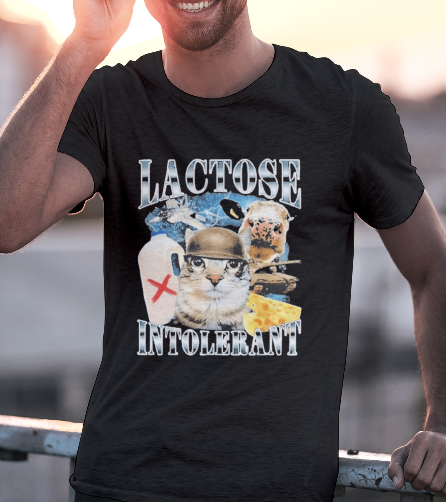 Lactose Intolerant Cat Cheese Cow Milk Jug T-Shirt