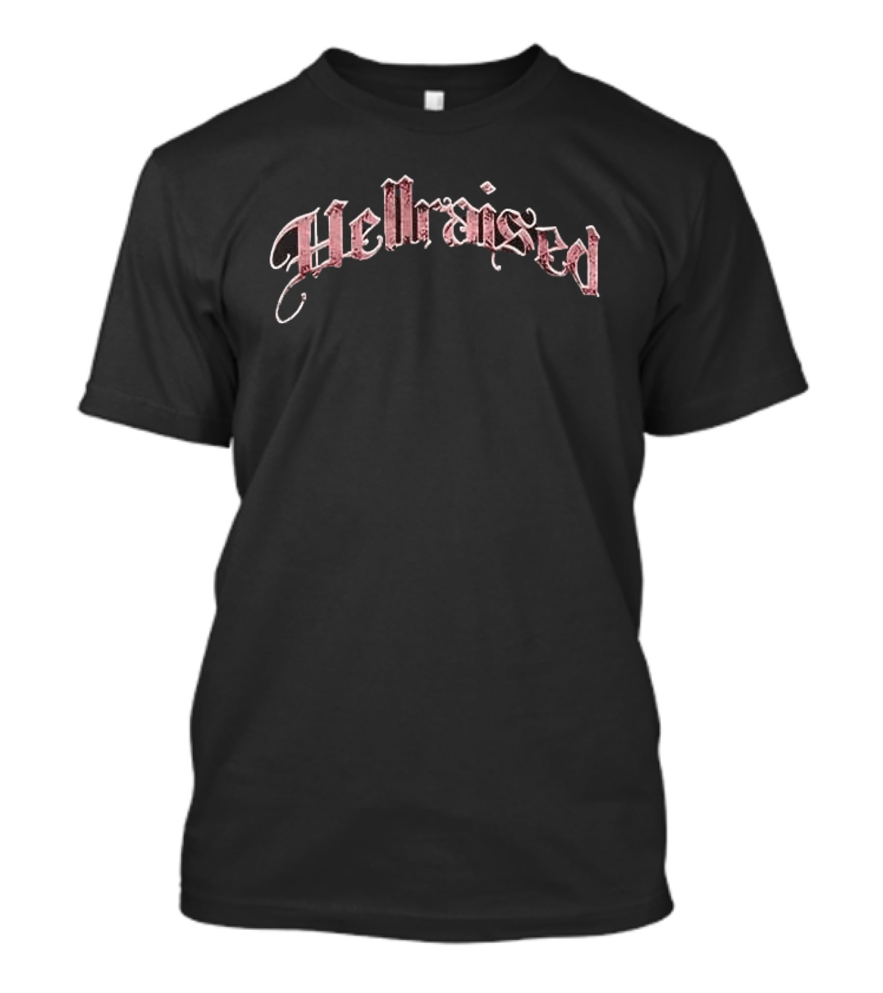 Hellraised Pink Rose Skull Yellow Flames Ornate Frame Distressed T-Shirt