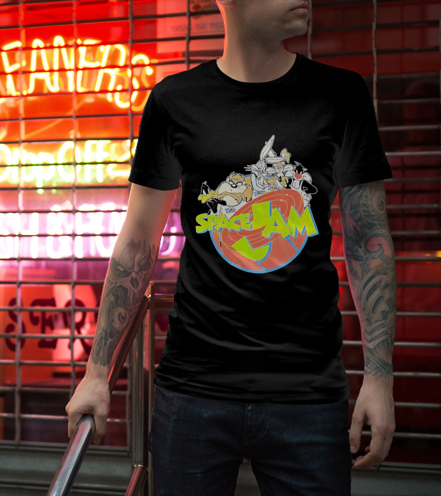 Space Jam Looney Tunes Characters Dynamic Pose T-Shirt