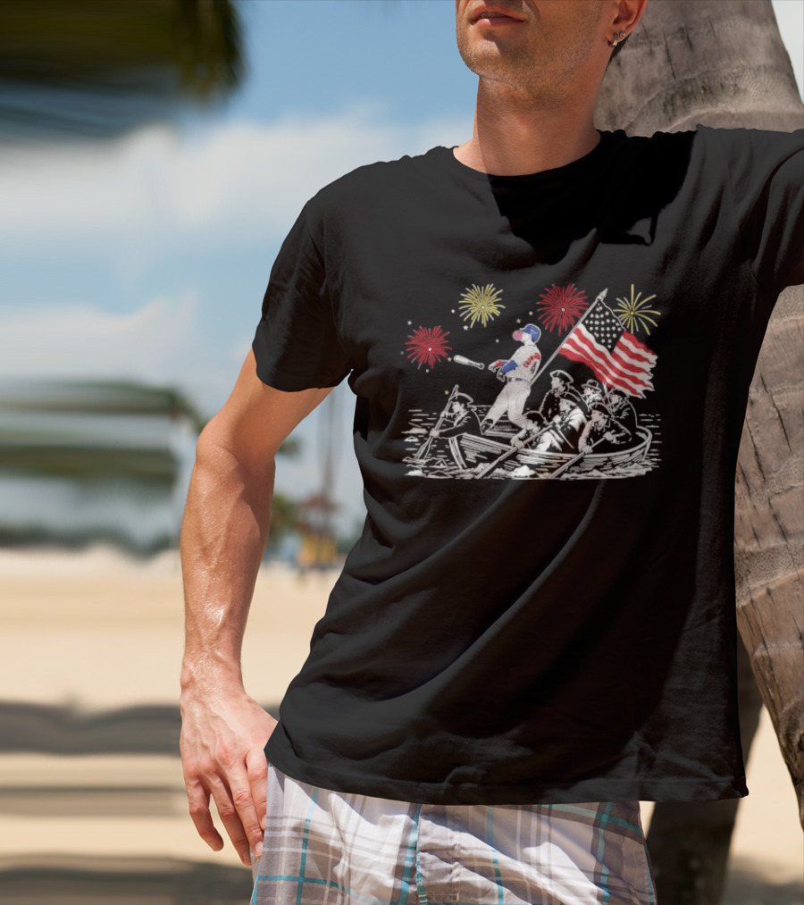 Players Crow Armstrong Patriotic Baseball Batting With American Flag And Revolutionary Boat T-Shirt