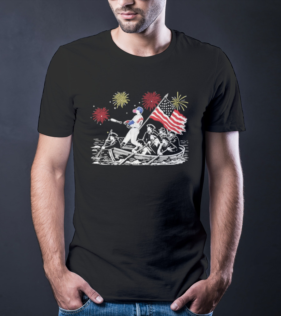 Players Crow Armstrong Patriotic Baseball Batting With American Flag And Revolutionary Boat T-Shirt