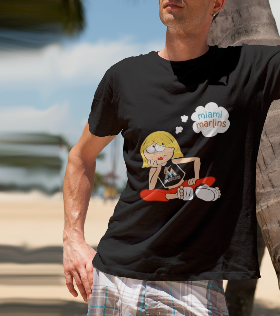Miami Marlins MLB Cartoon Lizzie McGuire Blonde Girl Fan T-Shirt