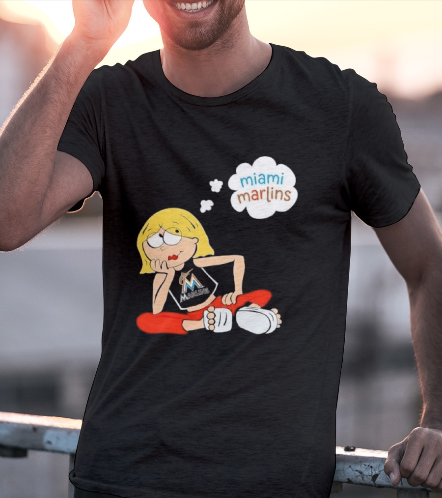 Miami Marlins MLB Cartoon Lizzie McGuire Blonde Girl Fan T-Shirt