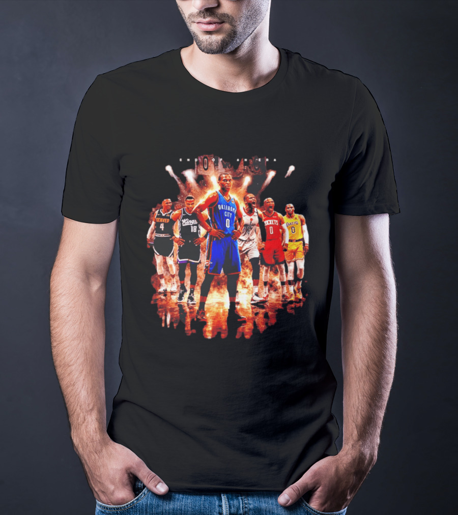 Russell Westbrook Oklahoma City NBA Career Retrospective With Team Jerseys T-Shirt