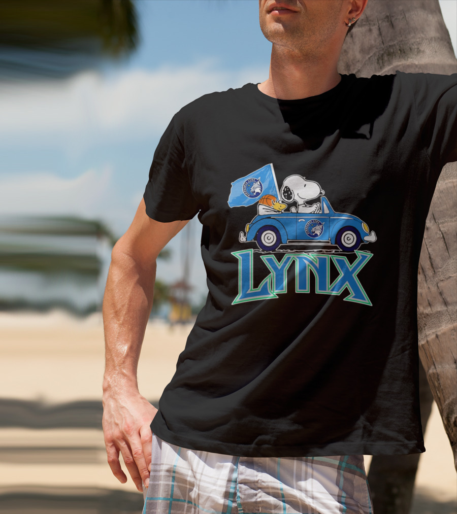 Minnesota Lynx Snoopy Driving Beetle Car With Team Flag T-Shirt