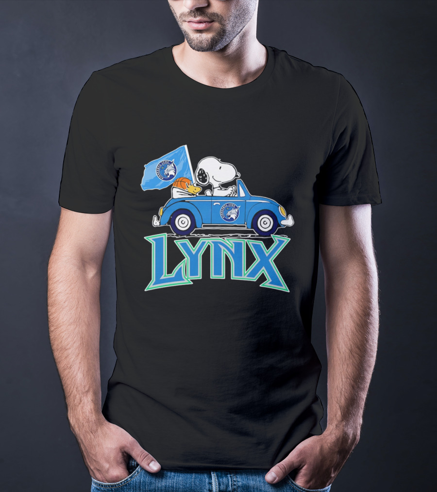 Minnesota Lynx Snoopy Driving Beetle Car With Team Flag T-Shirt
