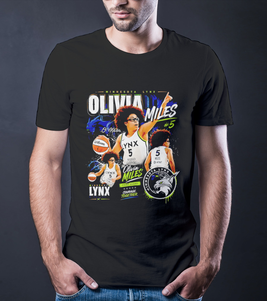 Minnesota Lynx Olivia Miles Number 5 Courage Together Basketball Player T-Shirt