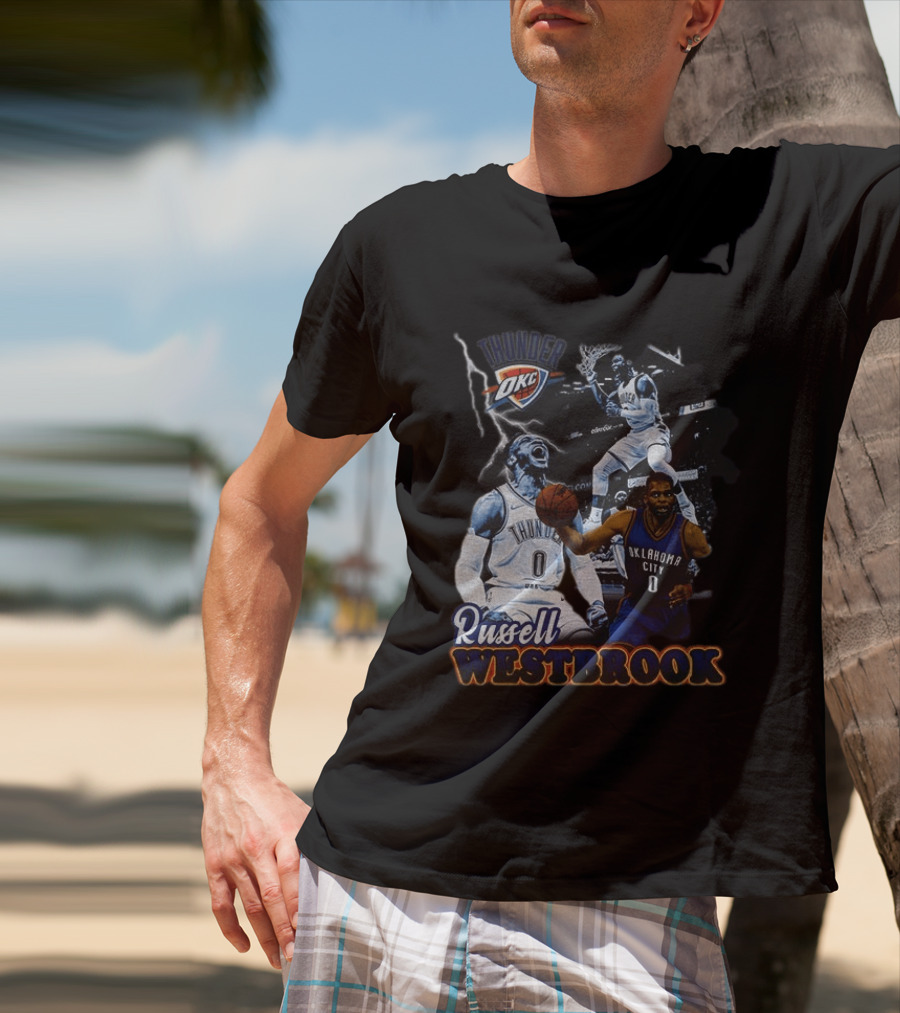 Russell Westbrook OKC Thunder Basketball Legend Collage T-Shirt
