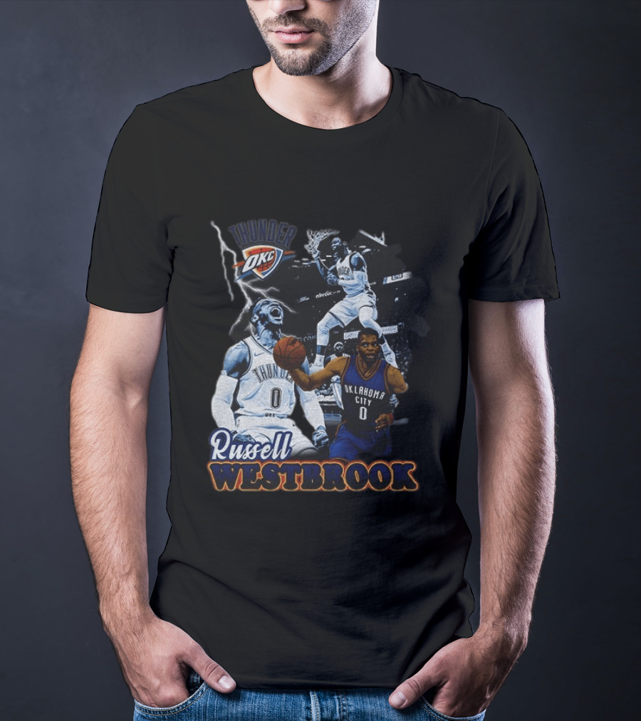 Russell Westbrook OKC Thunder Basketball Legend Collage T-Shirt