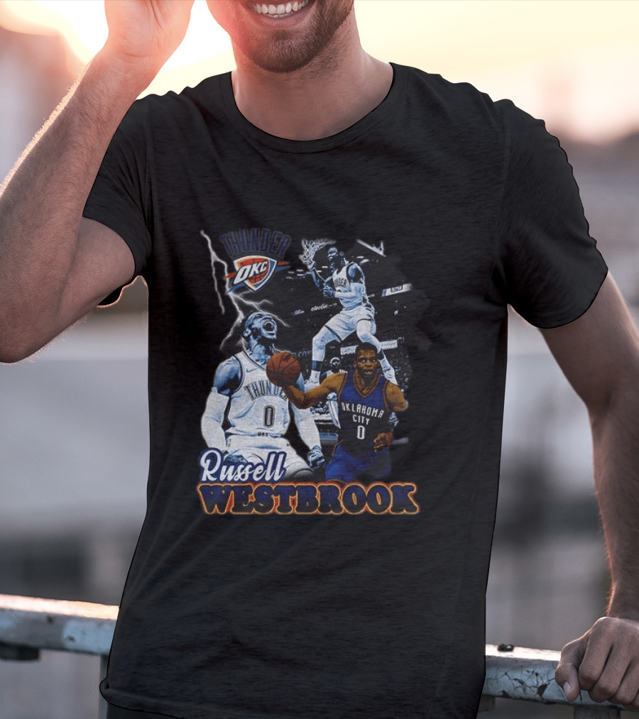 Russell Westbrook OKC Thunder Basketball Legend Collage T-Shirt