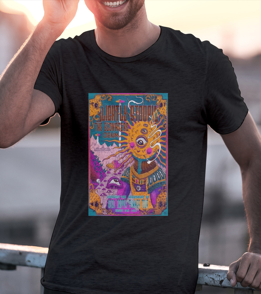 Slightly Stoopid The Elovaters DENM Road Trippin Summer Tour Riverfront Park Harrisburg PA August 13 2026 T-Shirt