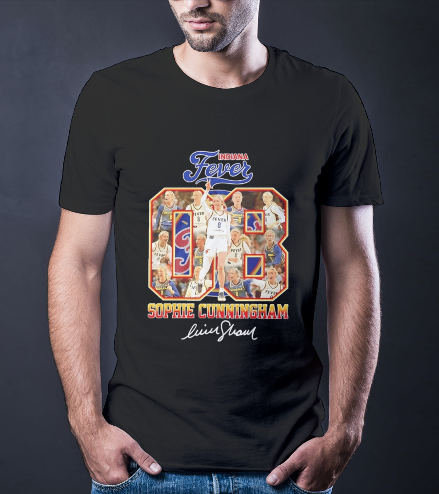 Indiana Fever Sophie Cunningham No 8 Collage WNBA T-Shirt