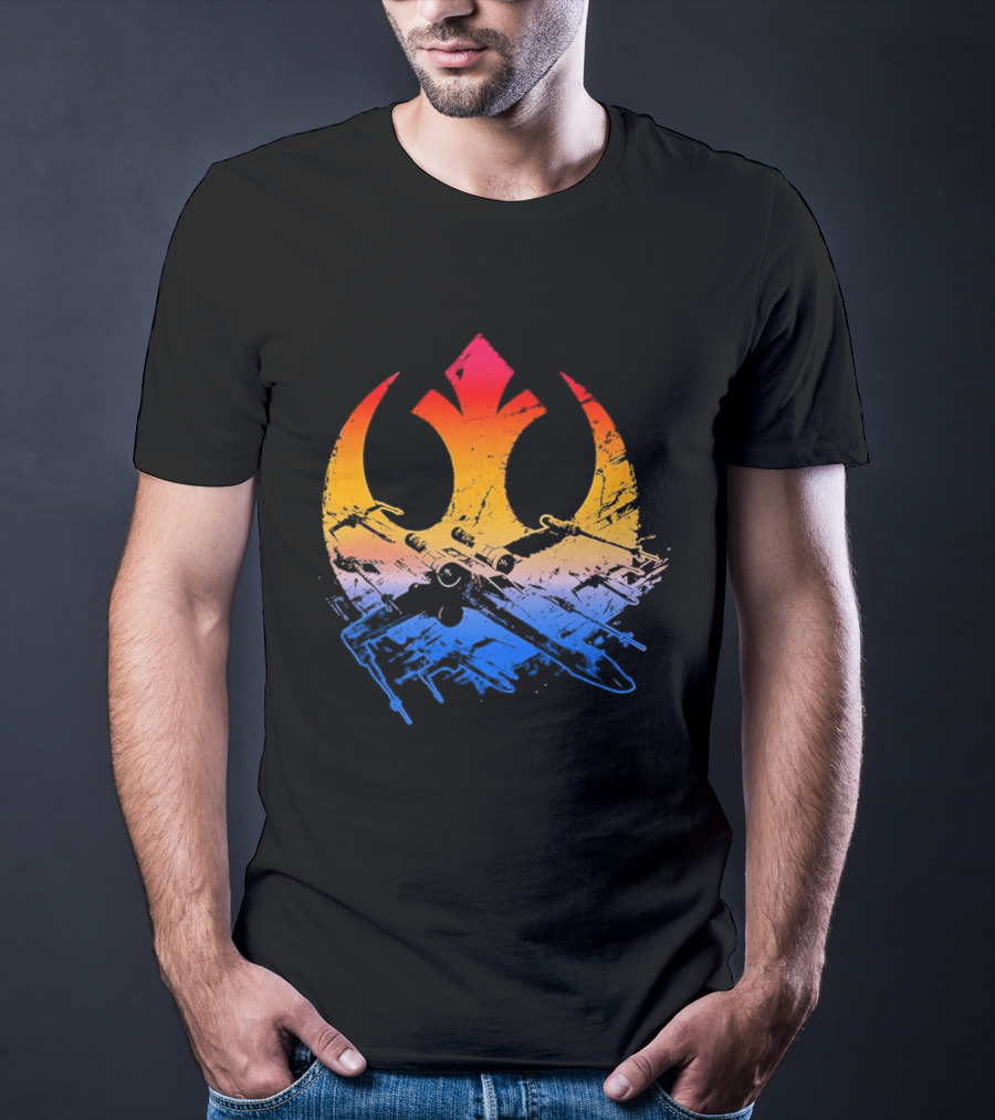 Star Wars Rebel Alliance Distressed Insignia X Wing Starfighters Gradient T-Shirt