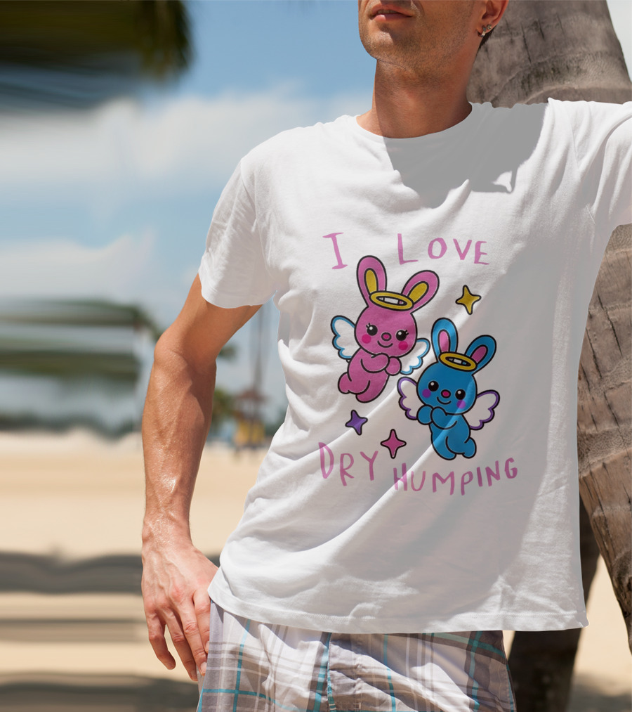 Angel Bunnies I Love Dry Humping Funny Cartoon Characters T-Shirt