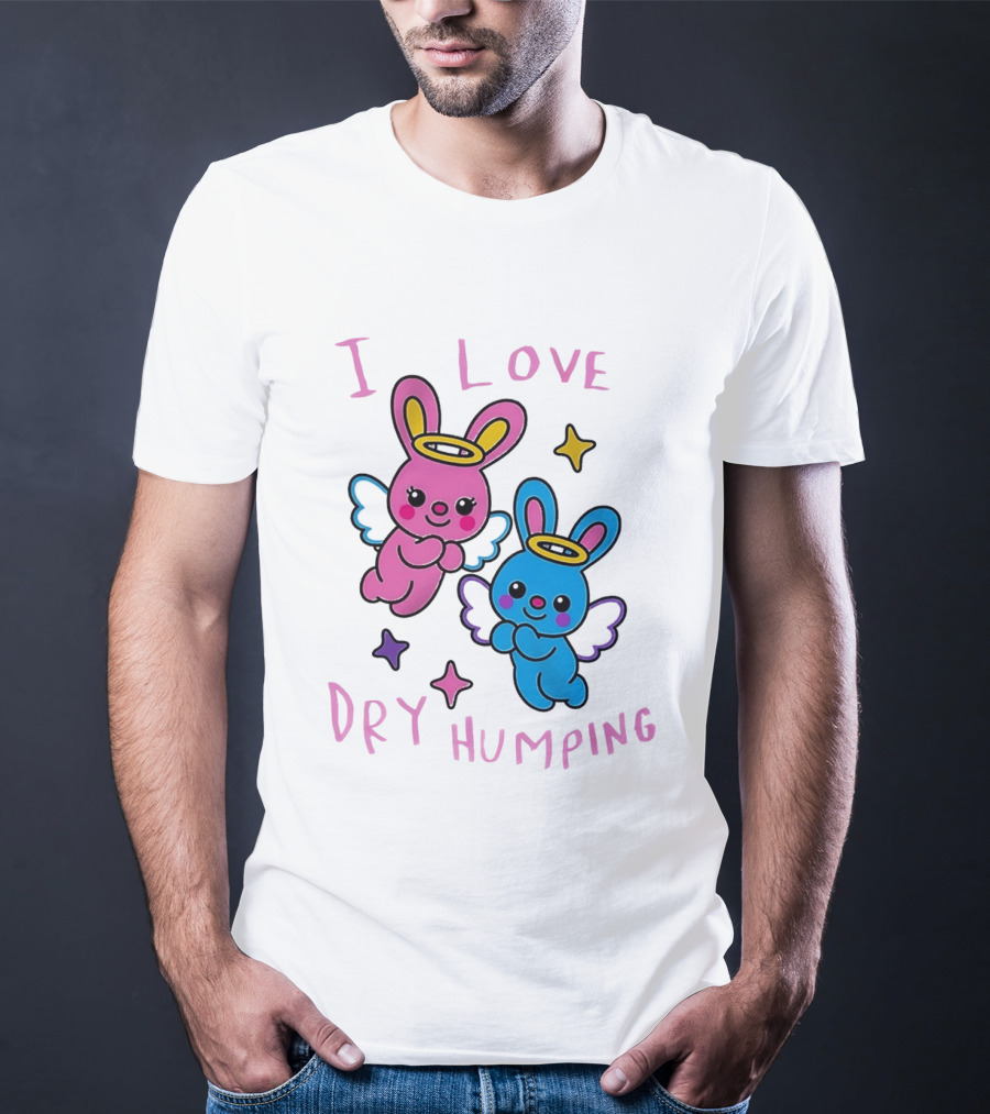 Angel Bunnies I Love Dry Humping Funny Cartoon Characters T-Shirt