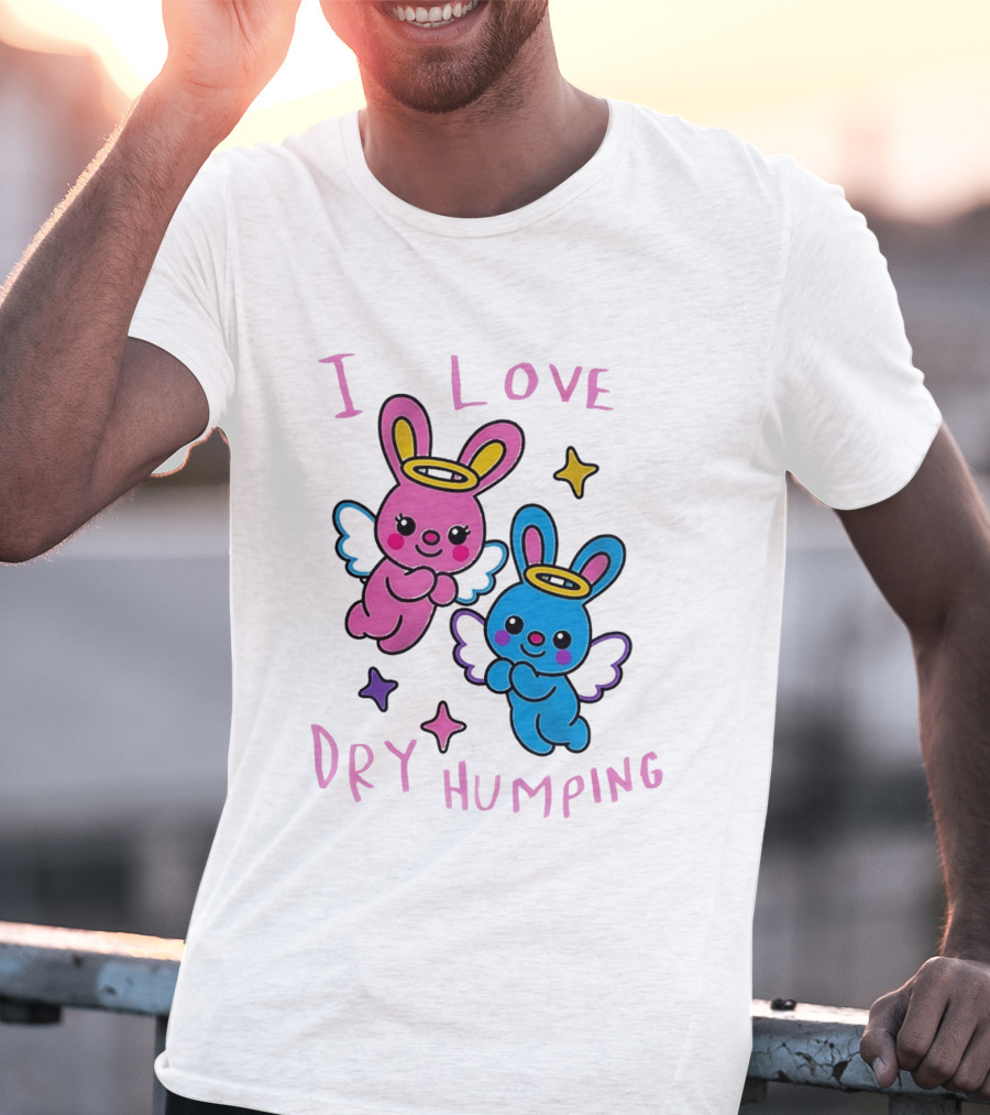 Angel Bunnies I Love Dry Humping Funny Cartoon Characters T-Shirt