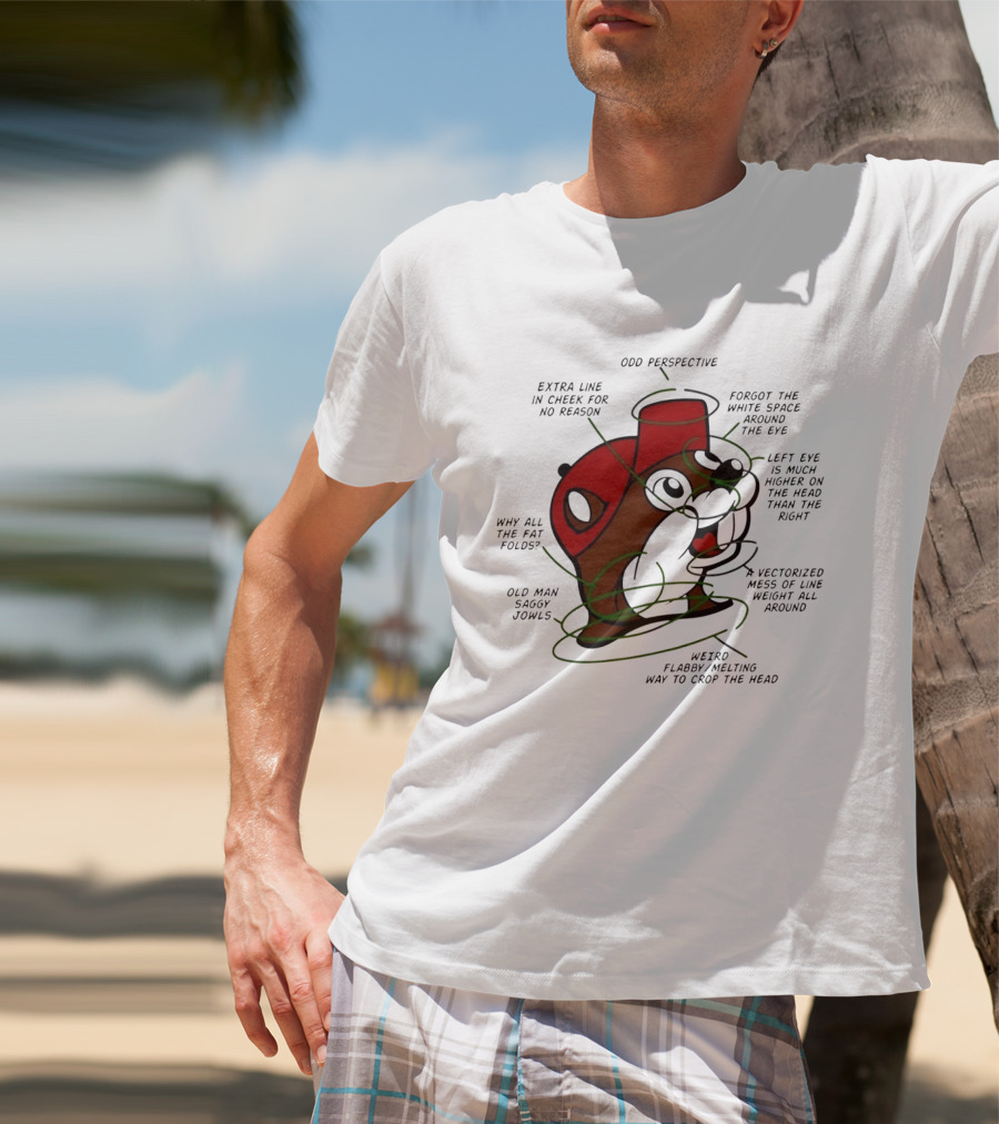 Buc Ee's Odd Perspective Extra Line Vectorized Mess Critique T-Shirt