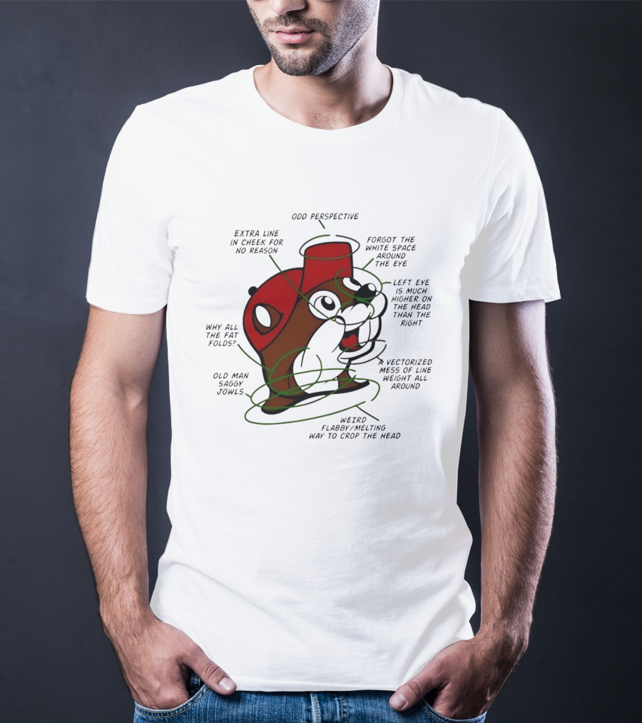 Buc Ee's Odd Perspective Extra Line Vectorized Mess Critique T-Shirt
