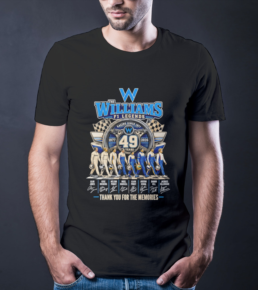 Williams F1 Legends Racing 49 Years 1977 2026 Thank You For The Memories T-Shirt