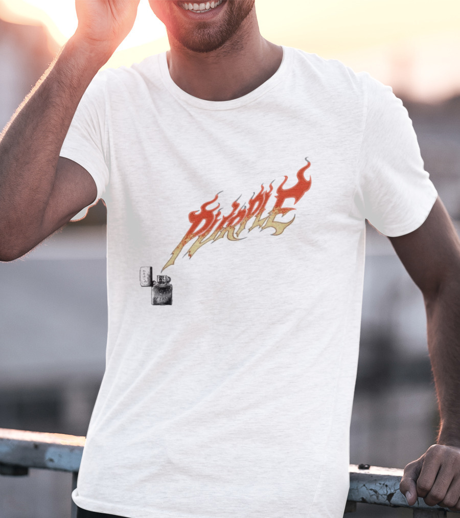 Purple Light My Fire Flame Zippo T-Shirt