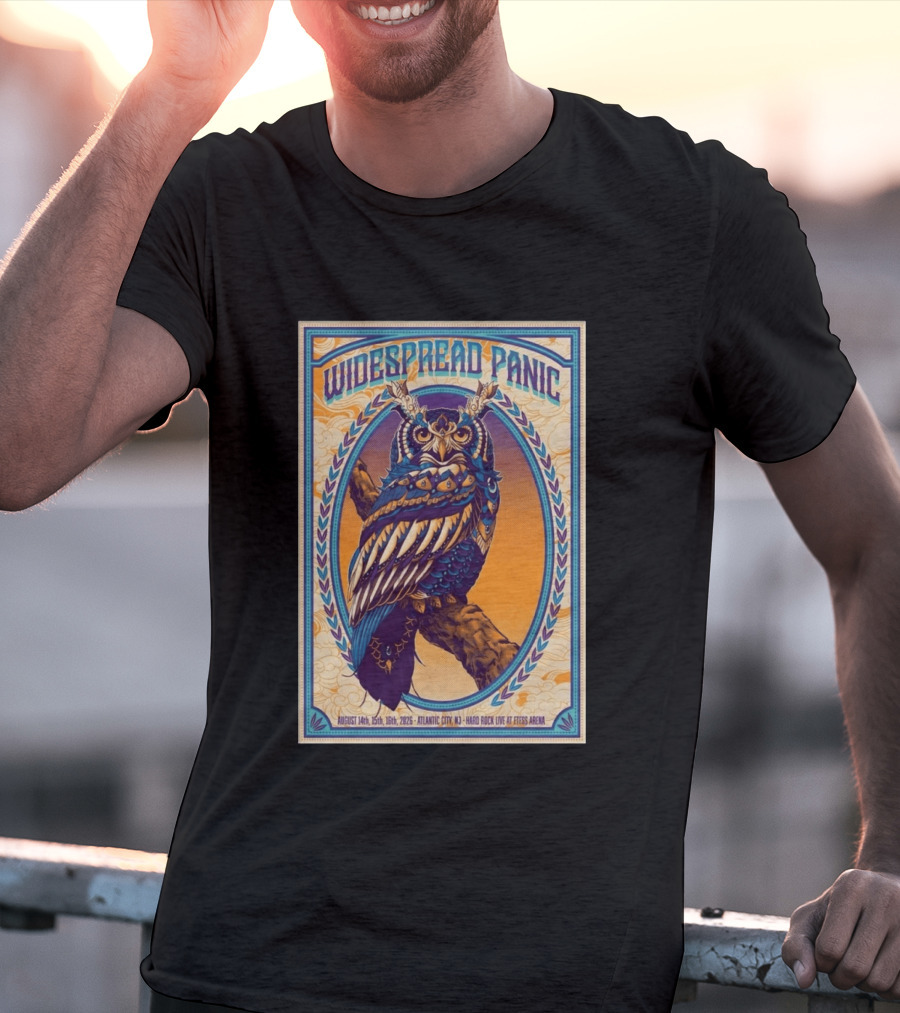 Widespread Panic Atlantic City August 14 16 2026 Hard Rock Live At Etess Arena Owl T-Shirt