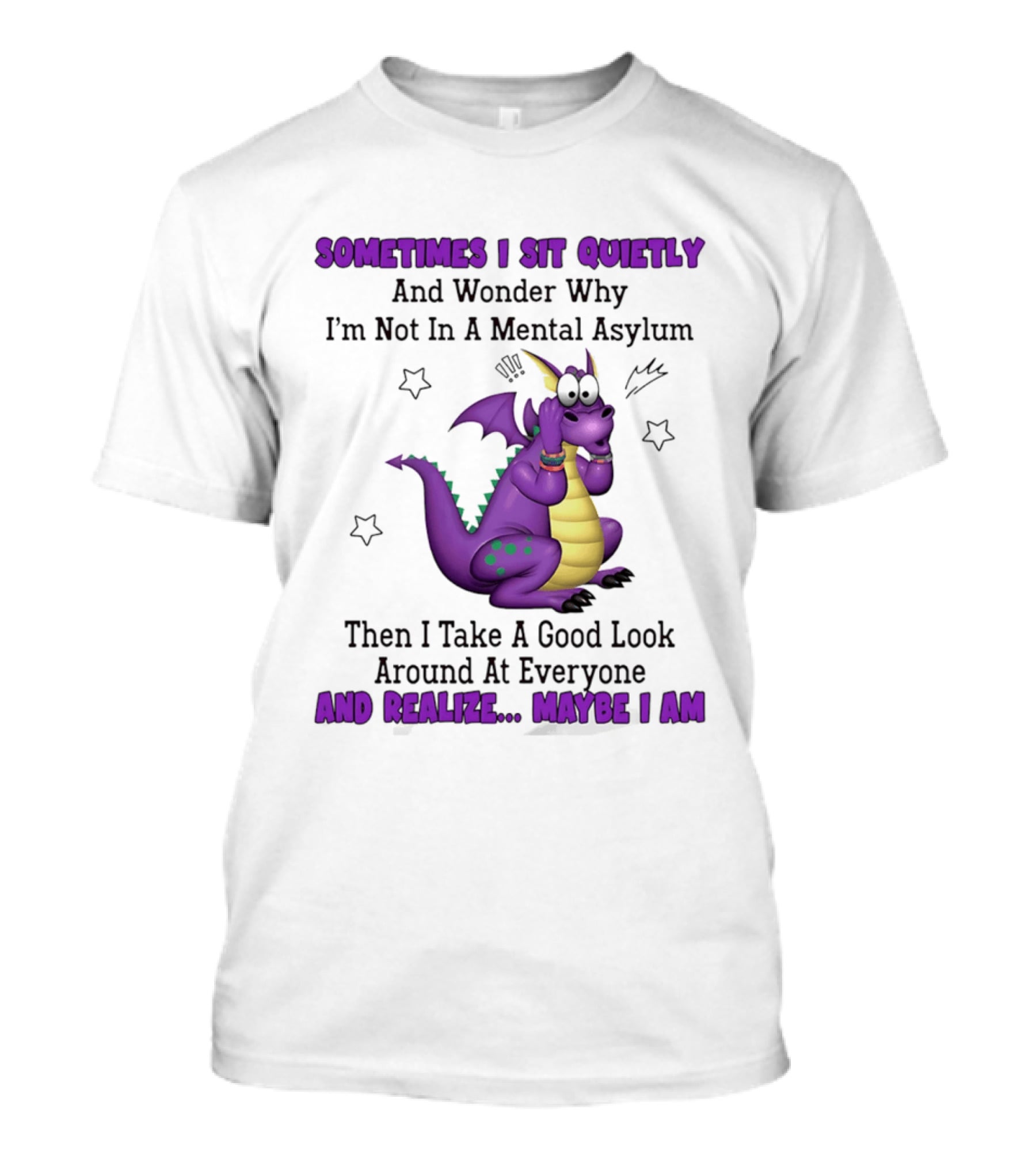 Sometimes I Sit Quietly Wonder Why I'm Not In A Mental Asylum Dragon Realize Maybe I Am T-Shirt