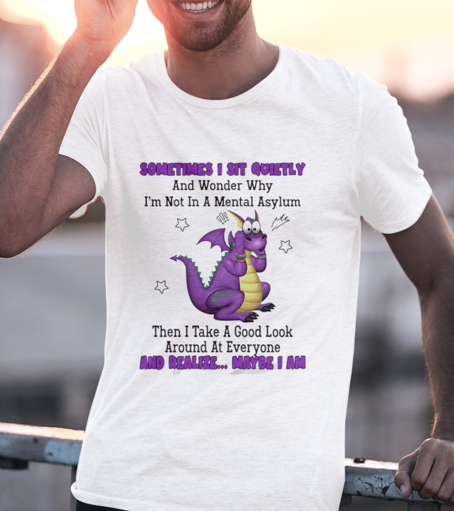 Sometimes I Sit Quietly Wonder Why I'm Not In A Mental Asylum Dragon Realize Maybe I Am T-Shirt
