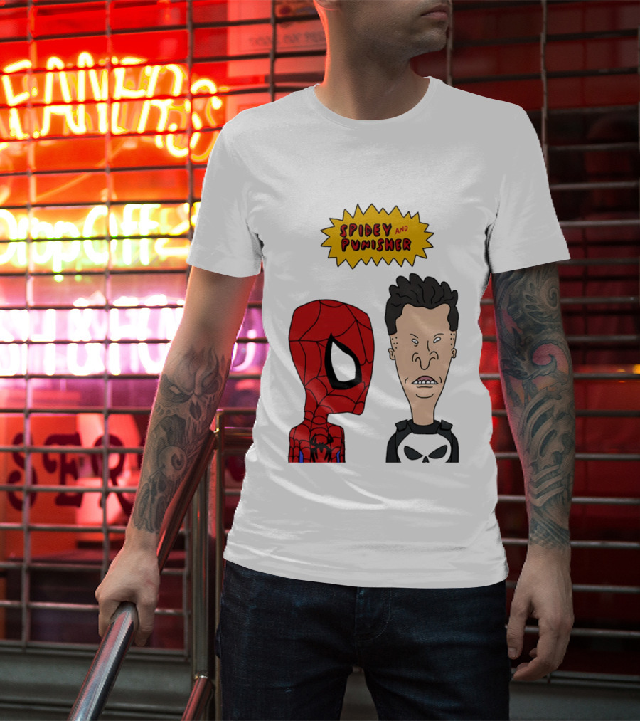 Beavis And Butt Head Spider Man Punisher Parody Marvel Mashup T-Shirt