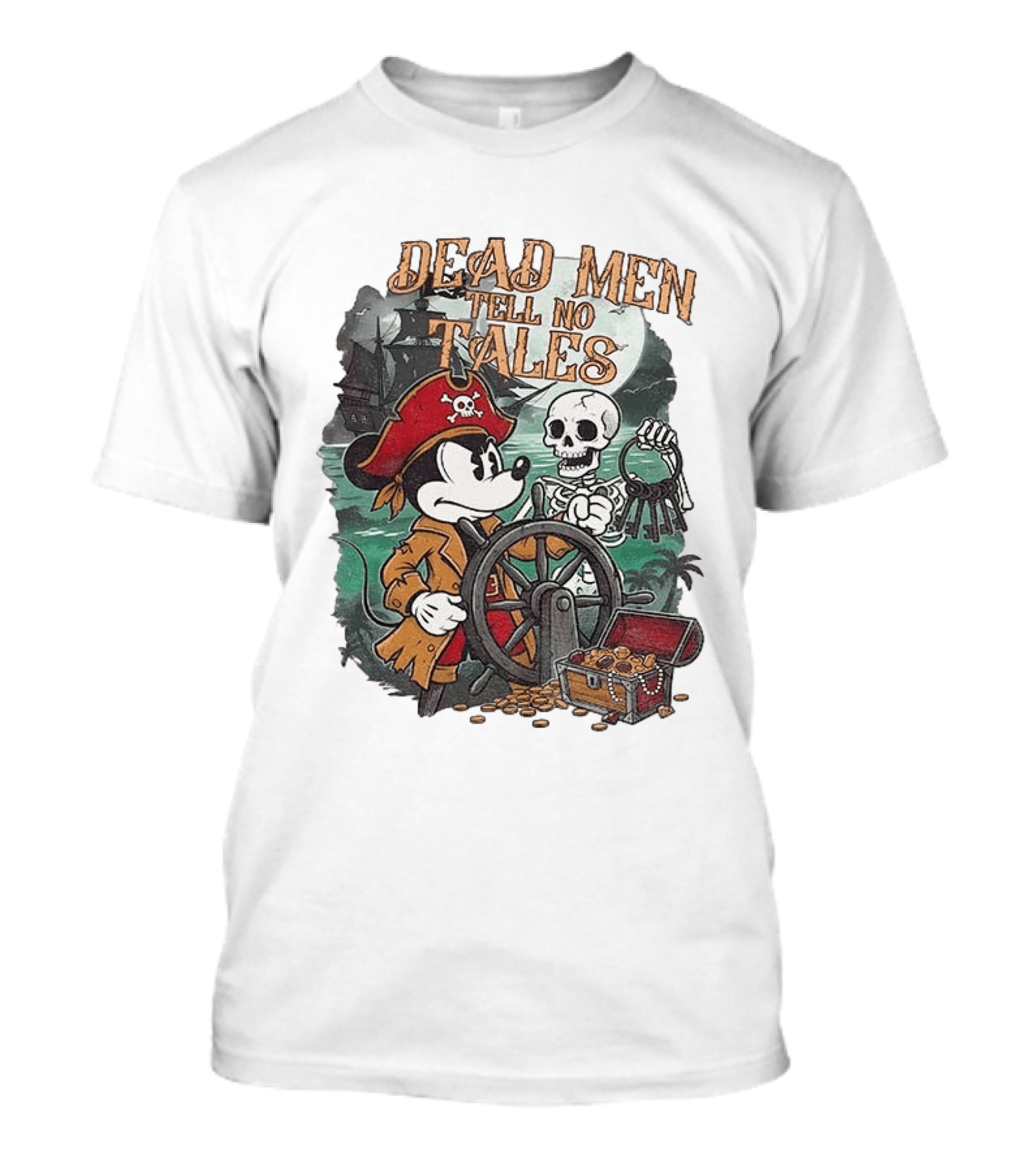 Mickey Mouse Pirate Skeleton Dead Men Tell No Tales Halloween Fantasy Adventure T-Shirt