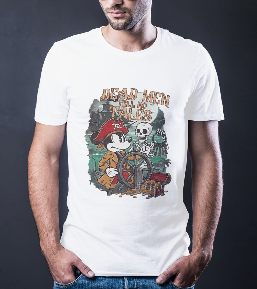 Mickey Mouse Pirate Skeleton Dead Men Tell No Tales Halloween Fantasy Adventure T-Shirt