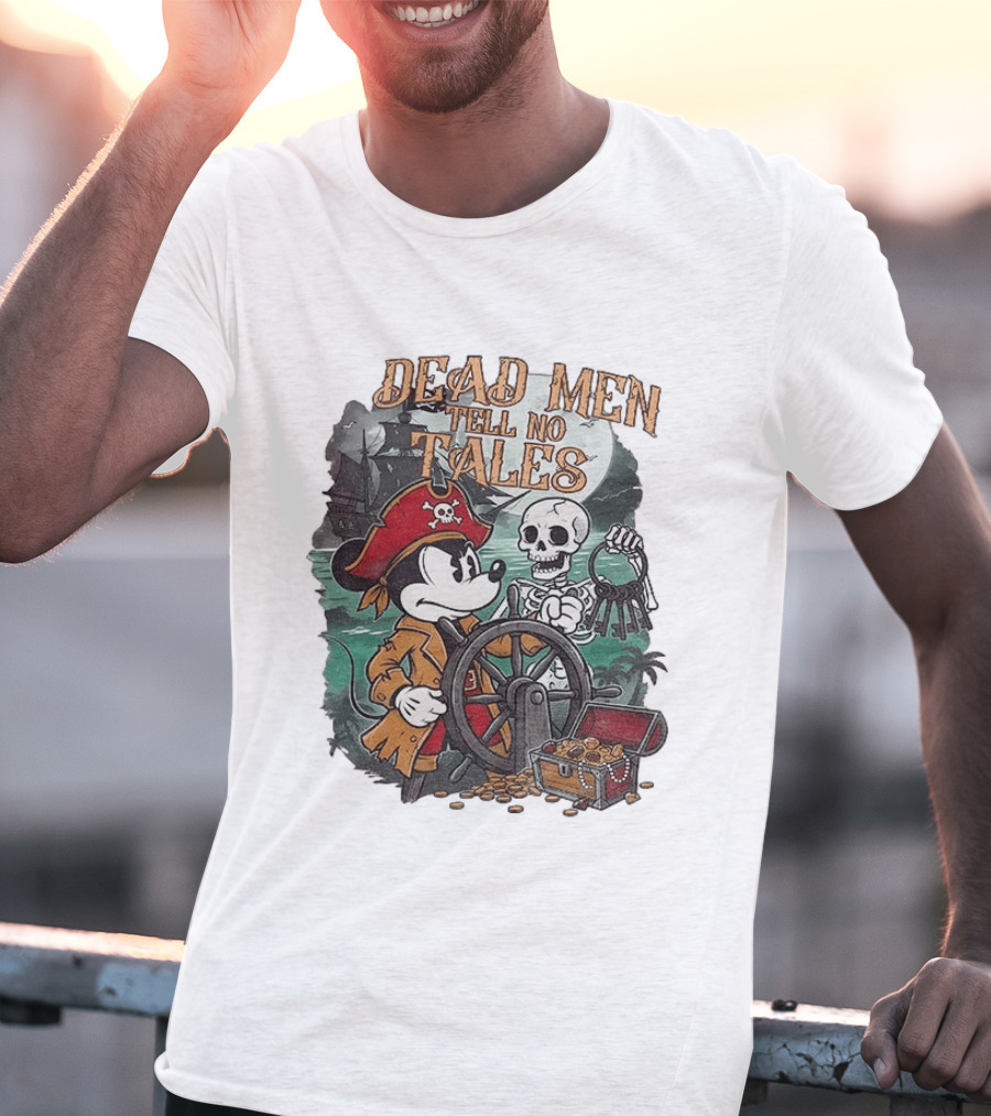 Mickey Mouse Pirate Skeleton Dead Men Tell No Tales Halloween Fantasy Adventure T-Shirt