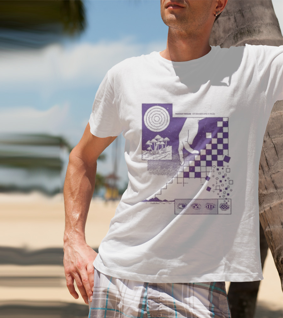 Modest Mouse An Eraser And A Maze Album Artwork Purple Checkerboard T-Shirt