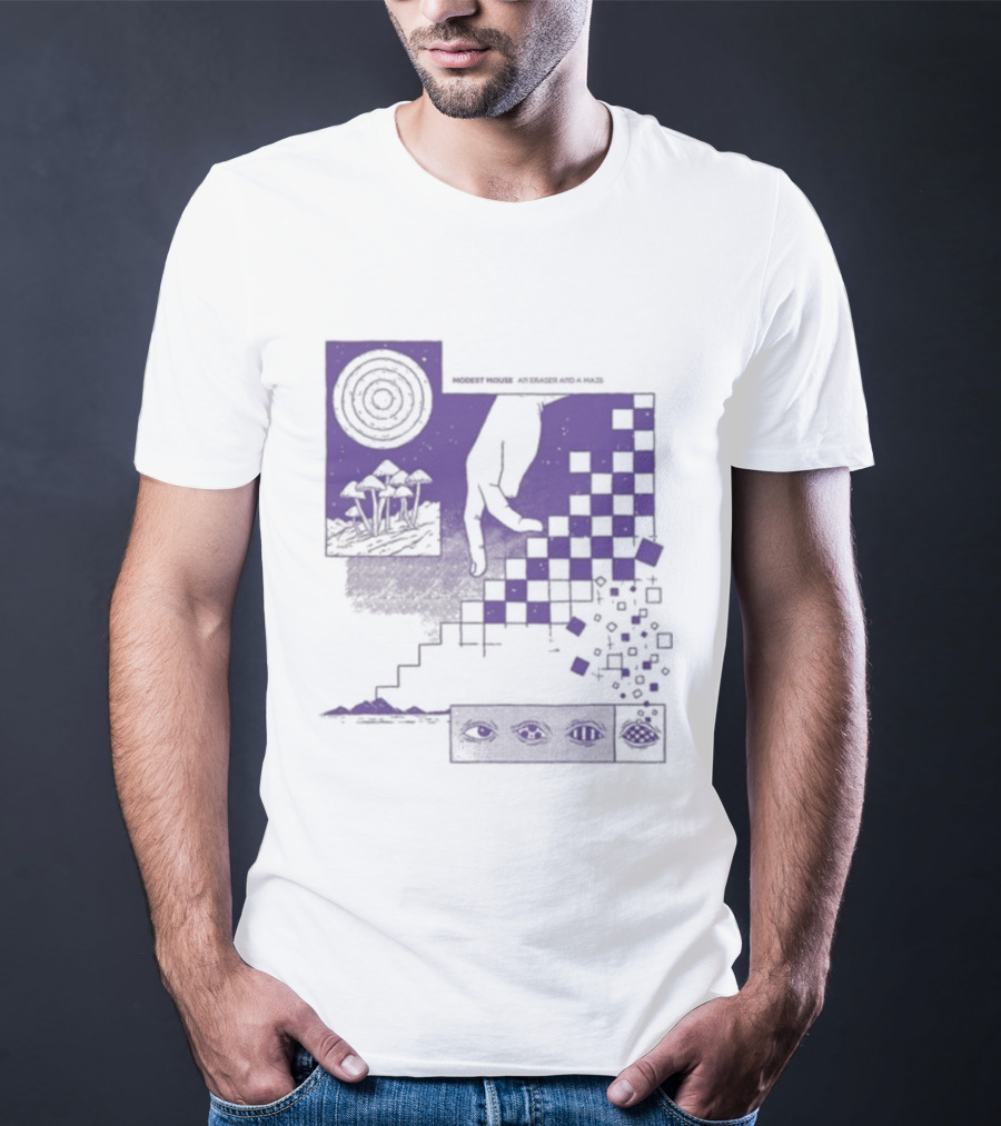 Modest Mouse An Eraser And A Maze Album Artwork Purple Checkerboard T-Shirt