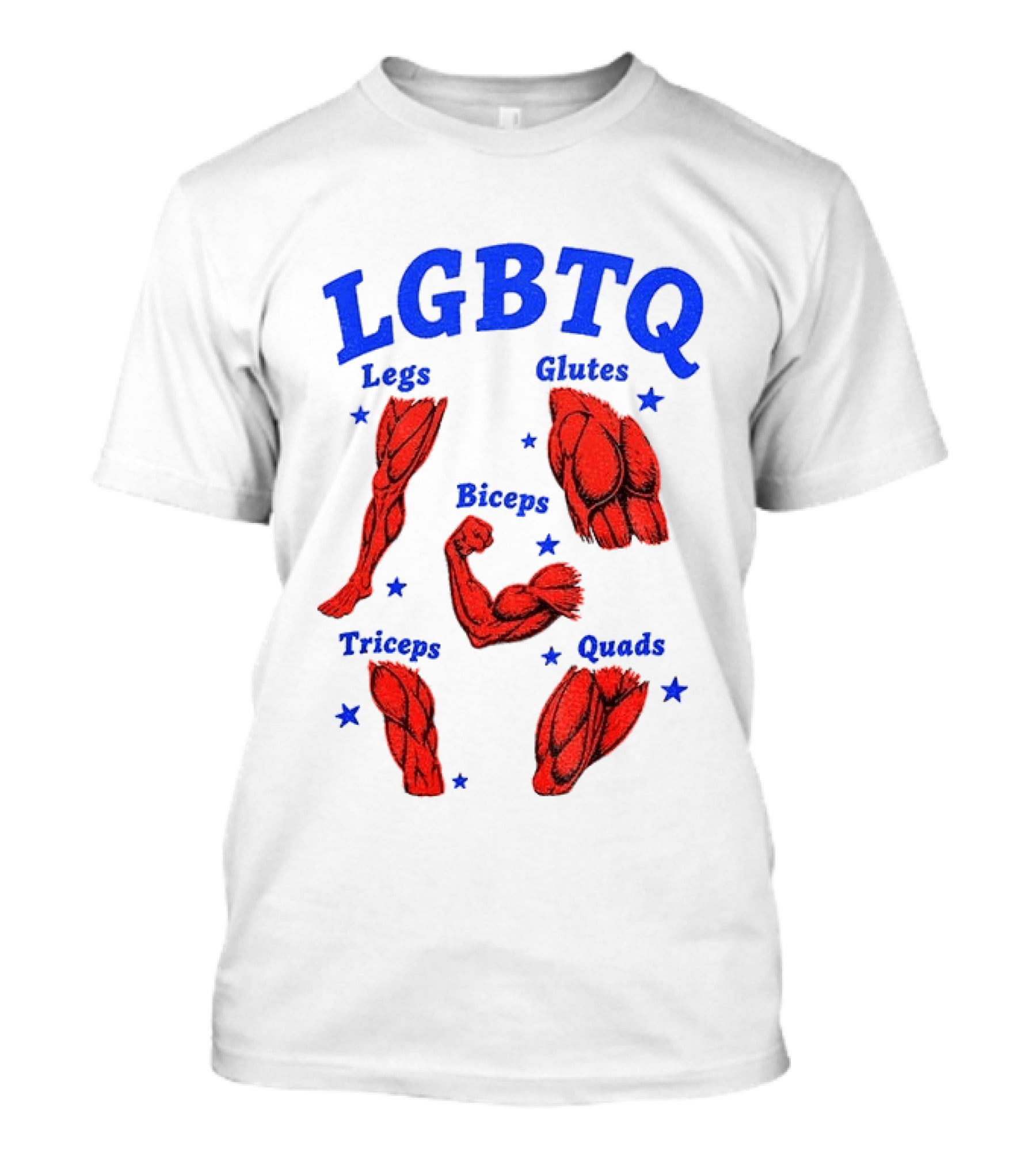 LGBTQ Muscular Anatomical Legs Glutes Biceps Triceps Quads Workout T-Shirt