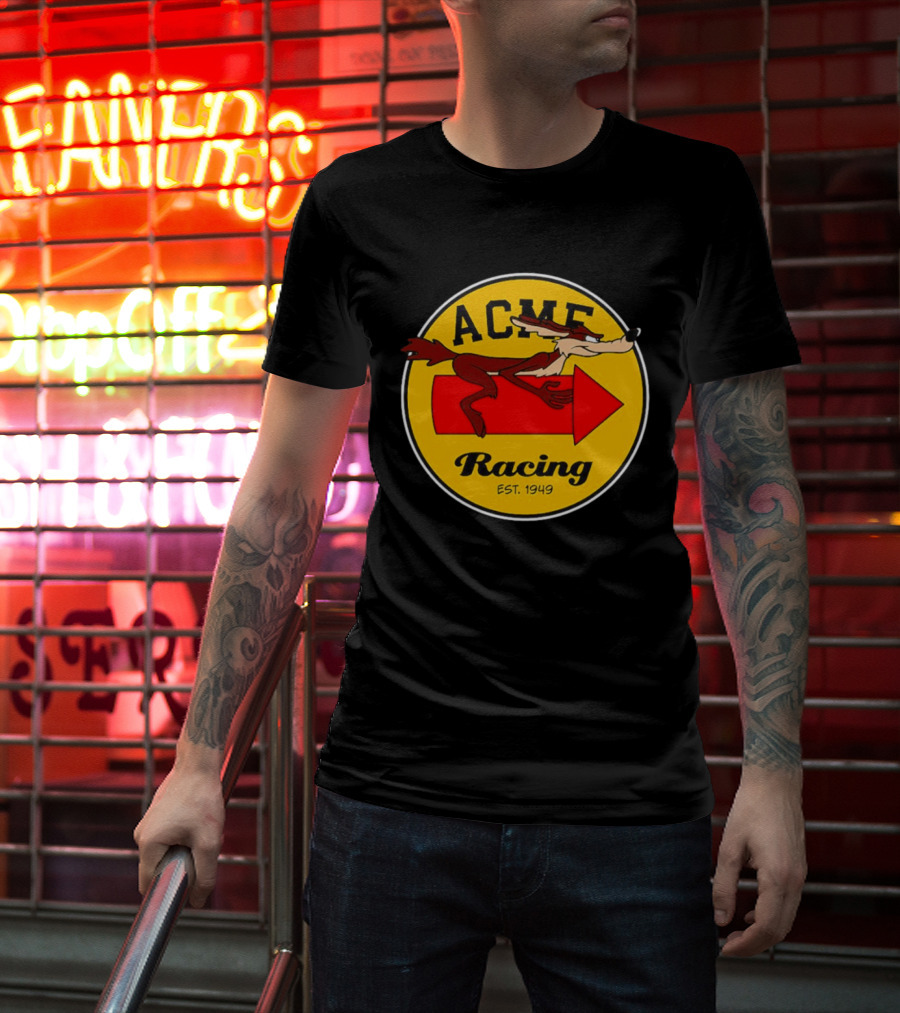 Acme Racing Wile E. Coyote Rocket Est 1949 Retro Cartoon T-Shirt