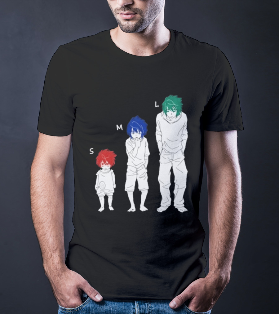 Anime Death Note L Character Evolution Sizes S M L T-Shirt