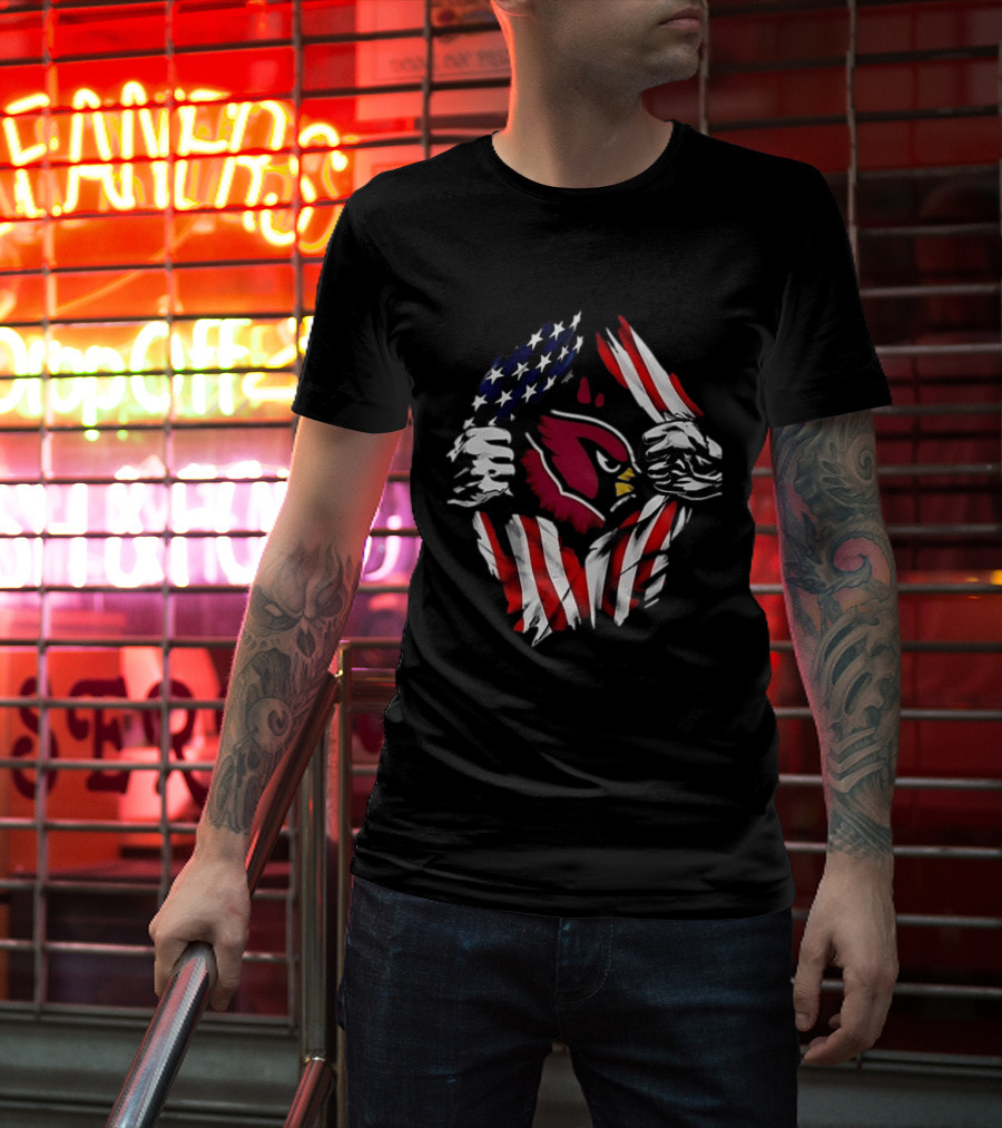 Arizona Cardinals American Flag Bald Eagle Skull Super Man T-Shirt