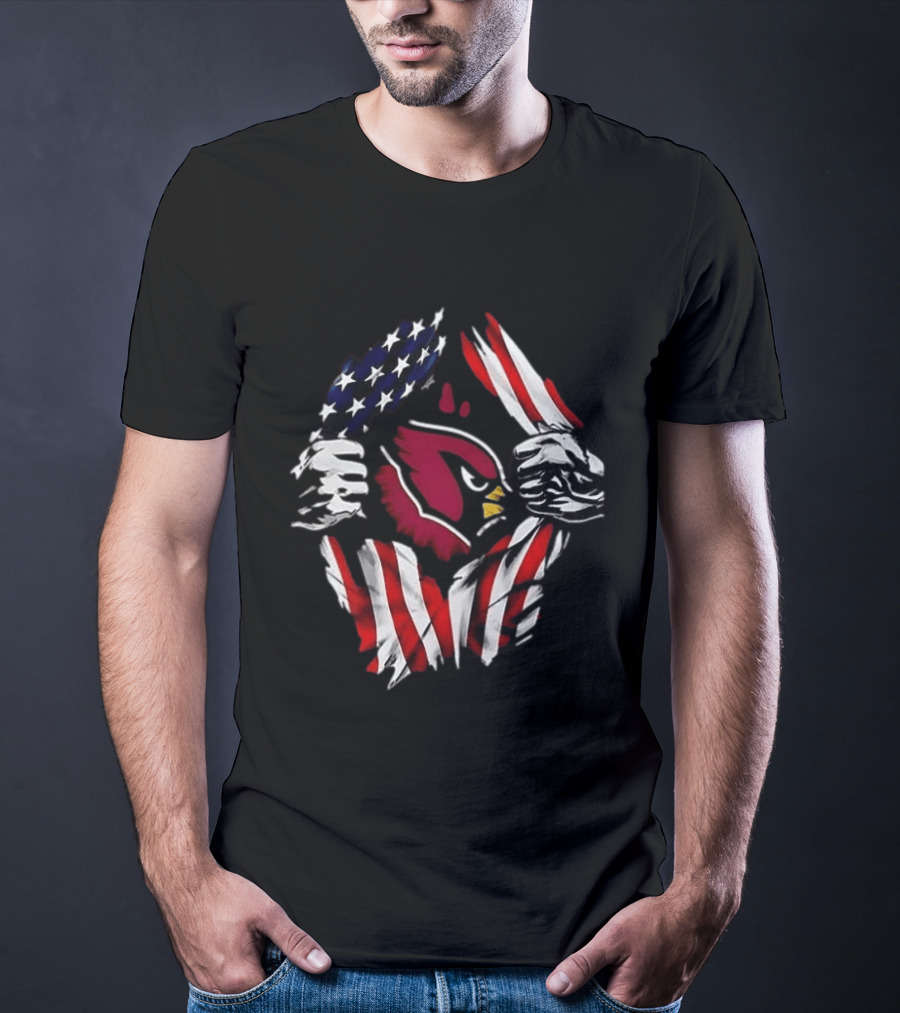 Arizona Cardinals American Flag Bald Eagle Skull Super Man T-Shirt