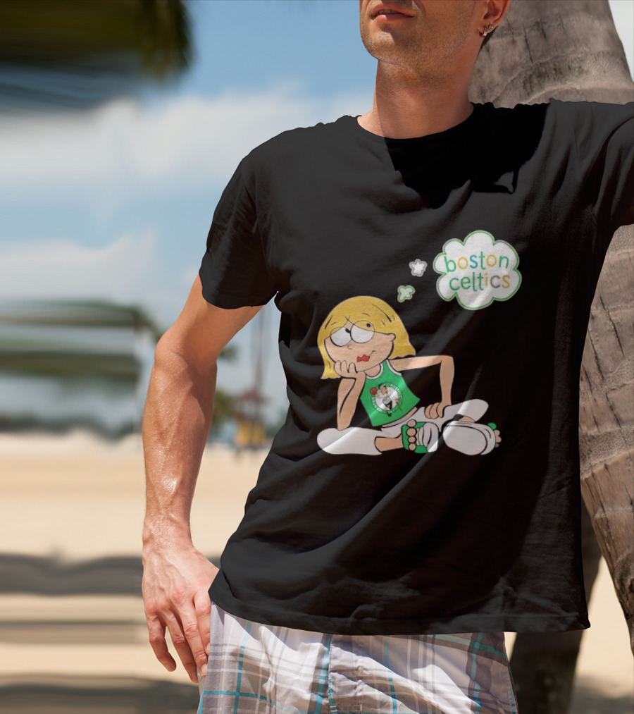 Boston Celtics NBA Cartoon Girl Sitting Thought Bubble T-Shirt