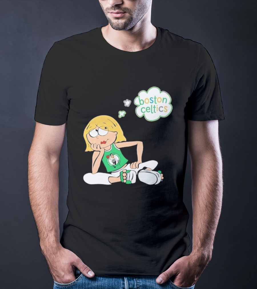 Boston Celtics NBA Cartoon Girl Sitting Thought Bubble T-Shirt